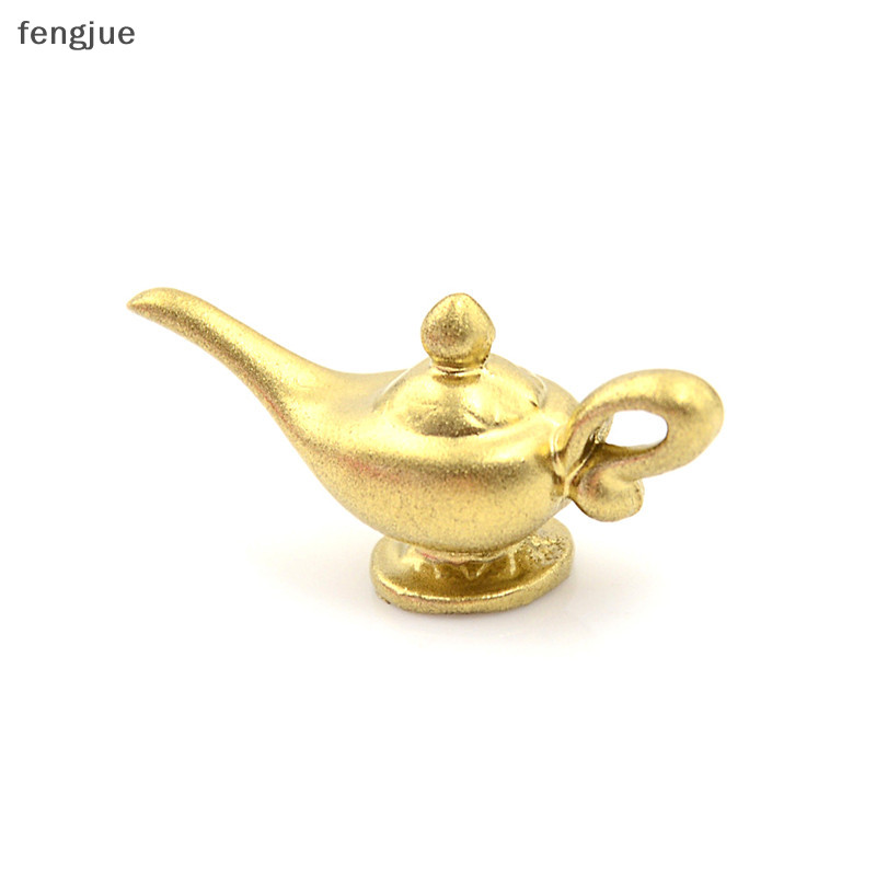 Fengjue Dollhouse Miniature Mini Gold กาน้ําชาของเล่นรุ่นเด็กของขวัญ TH
