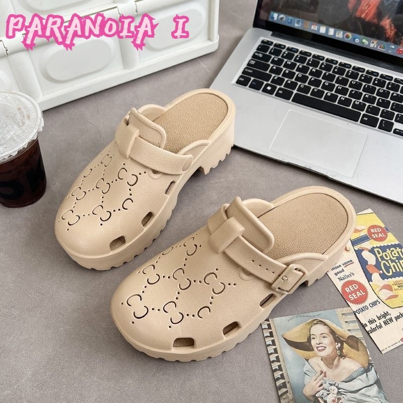 Paranolia I สุภาพสตรีฤดูร้อนใหม่แฟชั่นหวาน Anti slip บ้านด้านล่างหนา Baotou รองเท้าแตะเย็น