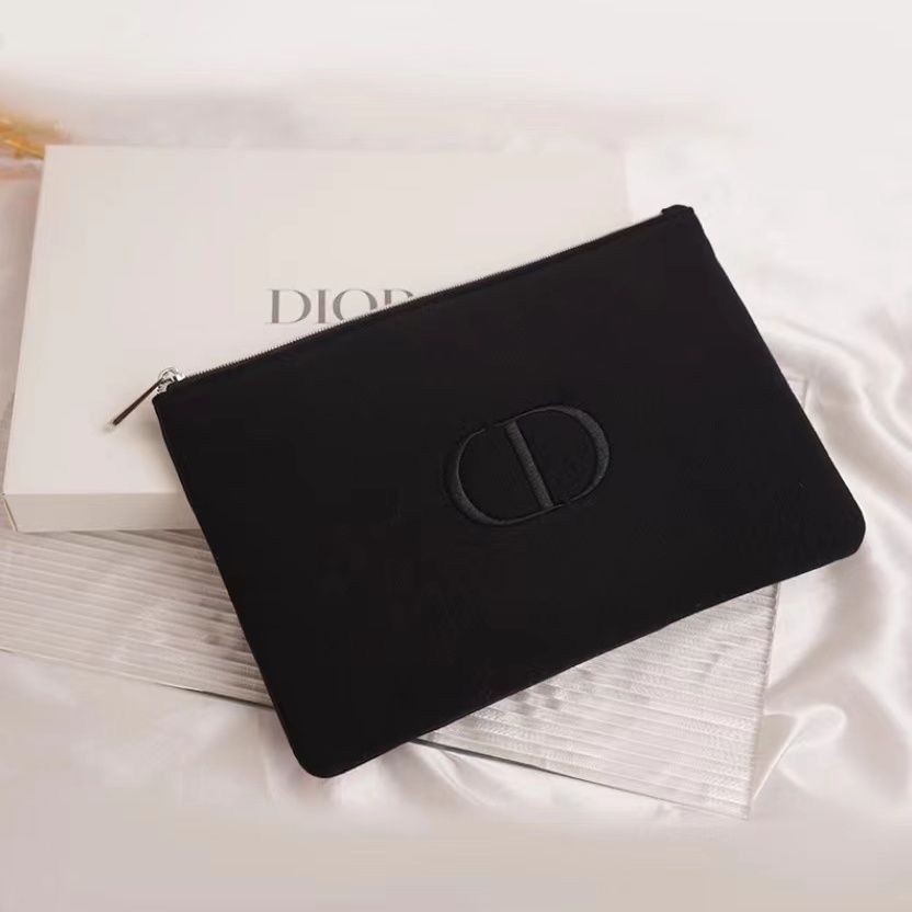 Dior Dior Cosmetic Bag Black Space Cotton Clutch Organiser Counter Gift Bag