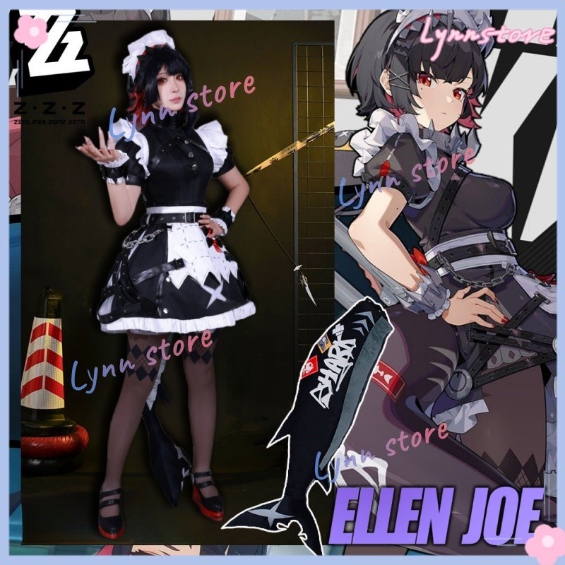 Xs-3xl ELLEN JOE คอสเพลย์เกม ZENLESS ZONE ZERO คอสเพลย์เครื่องแต่งกาย ELLEN JOE ชุดแม่บ้านวิกผมชุด