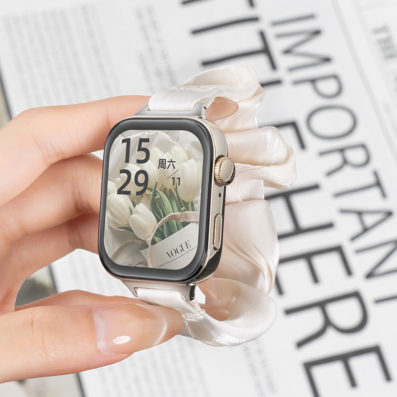 ผ้าไหมน้ําแข็งยืดหยุ่น Scrunchie สําหรับ Huawei Watch FIT 3 สายคล้องคอสําหรับนาฬิกา Huawei Fit3 สําหรับ Huawei FIT 3 สายนาฬิกา