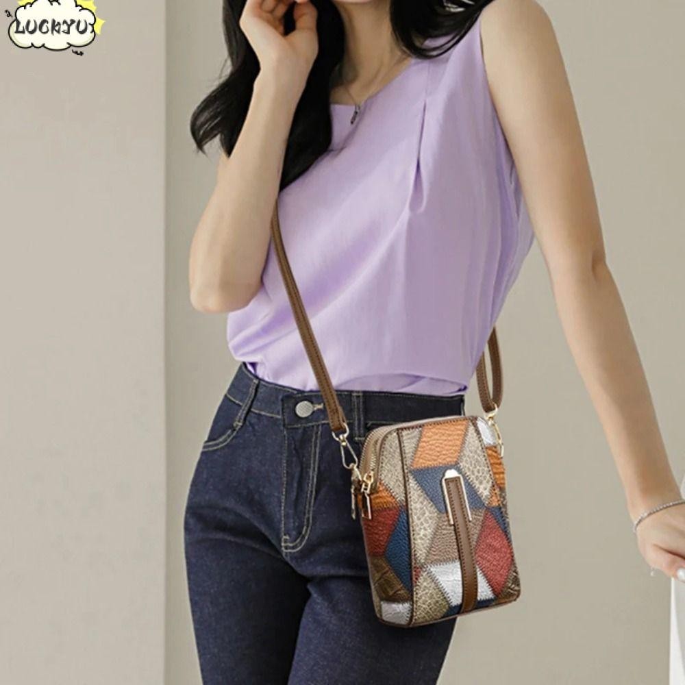 กระเป๋าสะพาย LUCKYU, กระเป๋าสะพายข้างหนัง PU เชลล์ขนาดเล็ก, กระเป๋าถือ