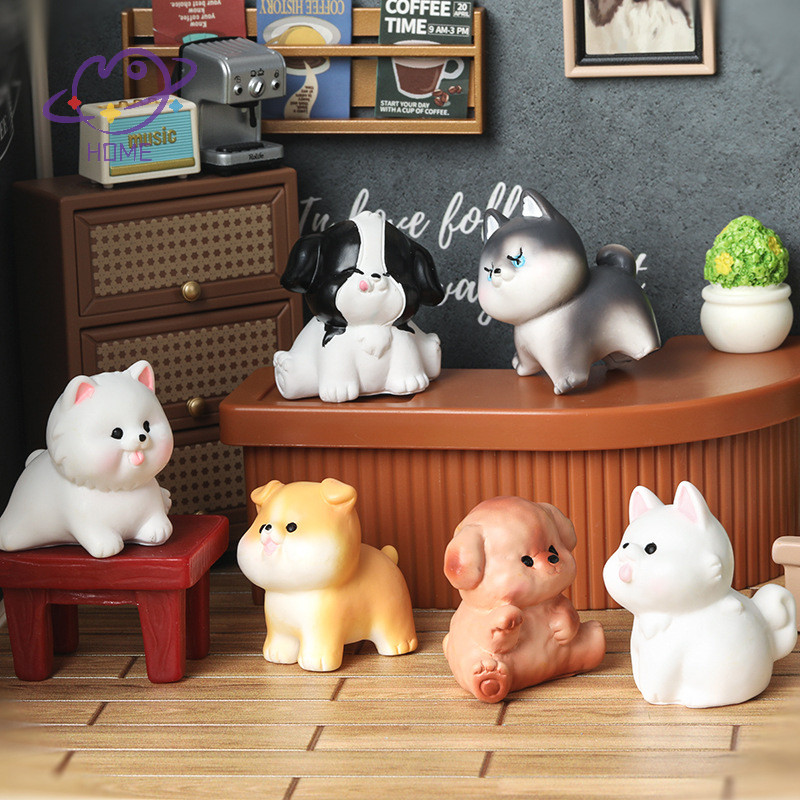 [mayhome] เครื่องประดับโมเดลสุนัขขนาดเล็กน่ารัก Samoyed Husky Collie Shiba Inu Puppy Micro Landscape Dollhouse Miniature ของเล่นตกแต่งรถ {TH}