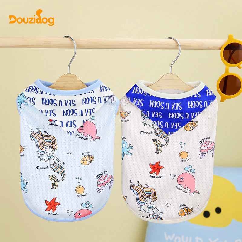Teddy Bichon Small Medium-Sized Dog Pet Dog Cat ฤดูร้อนสไตล์ใหม่สบาย Breathable Ocean Mesh Vest