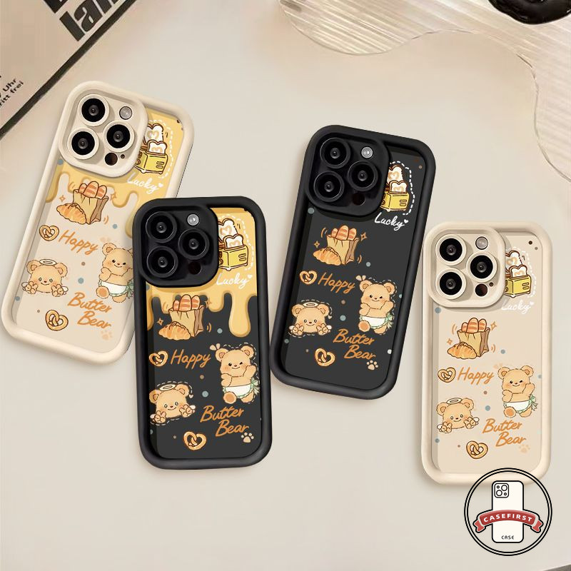 ขนมปังเนยน่ารักหมีหวานชีสเคสนุ่มสำหรับ Samsung A05 A15 A03 A13 A14 A05s A50 A24 A02s A52 A12 A21s A03s A34 A53 A54
