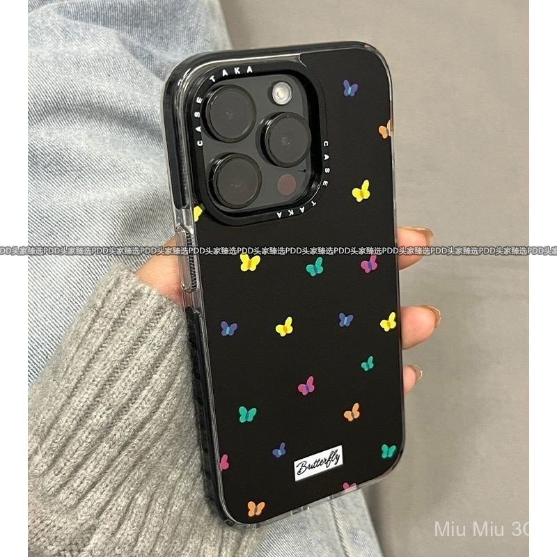 เคสโทรศัพท์ Apple ลายผีเสื้อสีเรียบง่ายมีเอกลักษณ์เฉพาะตัวสำหรับ iPhone 15 14 PRO MAX 12 11 PRO MAX 7 plus XS MAX 8 PLUS XR 13 Pro 12 14 PLUS เปลือกซิลิโคนกันฝุ่นกันกระแทก omht
