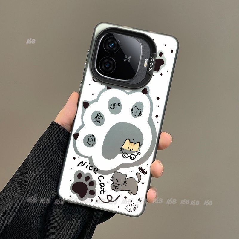 เคส iQOO Z9 Z9X 5G Case เคส IQOO Z9 Turbo โทรศัพท์มือถือแบบแข็ง ผิวด้าน กันกระแทก ลายอุ้งเท้าแมวน่าร