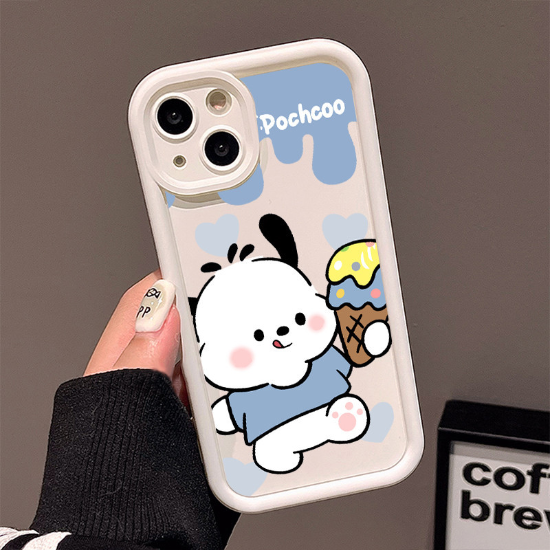 ป้องกันการชนกัน อะนิเมะ กรณีโทรศัพท์ ขั้นสูง ลูกสุนัขไอศครีม iPhone 15 Pro 7 8 Plus XR XS X 14 13 12 11 Pro Max