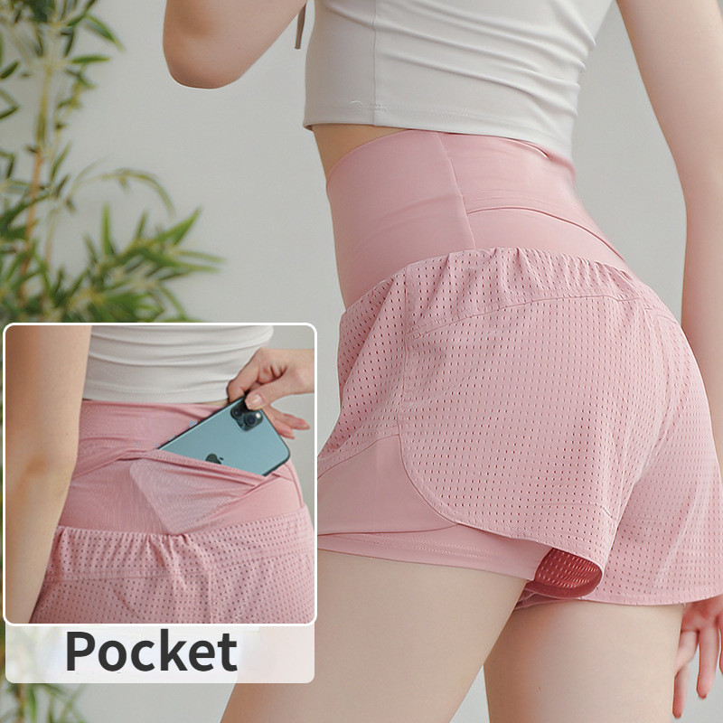 กางเกงขาสั้น เอวสูง ทรงหลวม ระบายอากาศ แห้งเร็ว เหมาะกับฤดูร้อน สําหรับผู้หญิง ใส่ออกกําลังกาย เล่นโยคะ วิ่ง