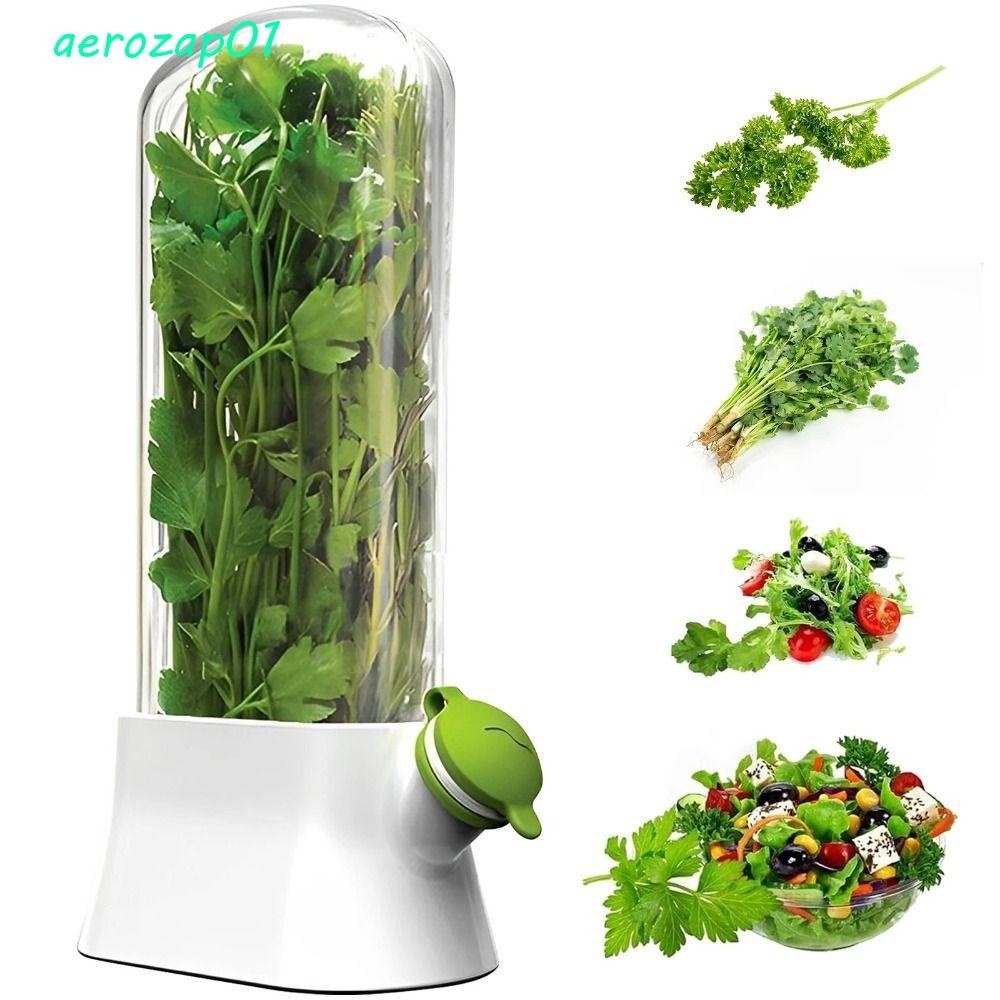 Aerozap Herb Crisper Saver Pod, ขวดรักษาผักพลาสติกสิ่งแวดล้อม, ตู้เย็นภาชนะเก็บสมุนไพรกันฝุ่นป้องกันความดันสีขาวสร้างสรรค์