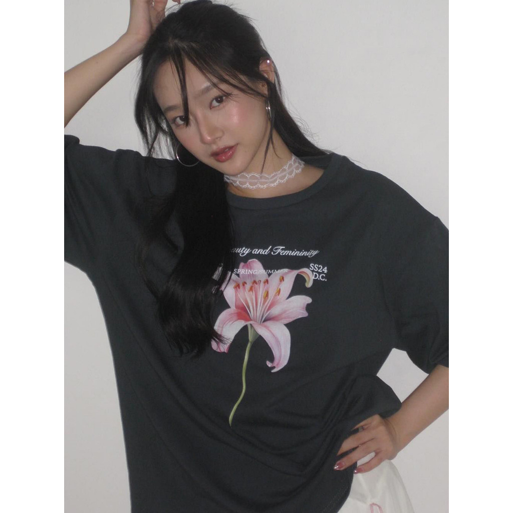 Nuziro เสื้อยืด oversize - เสื้อยืดแขนสั้นพิมพ์ลายดอกไม้แฟชั่นฤดูร้อนสําหรับผู้หญิง #2044