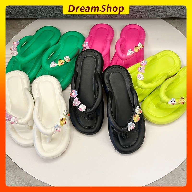 「DR」รองเท้าแตะสุภาพสตรีรองเท้าแตะชายหาด DIY สติกเกอร์การ์ตูน Casual All-match EVA Anti-slip Soft Sole ในร่มห้องน้ําชายหาดกลางแจ้งขนาด: 36-45