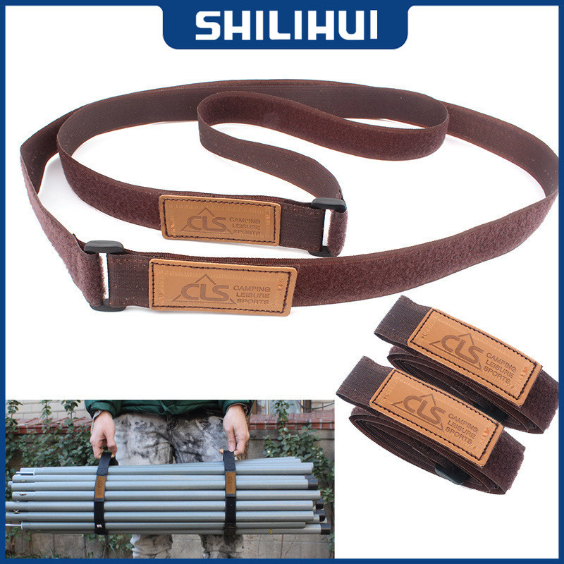 สายรัดแคมป์ปิ้งกลางแจ้ง 2 ชิ้นพร้อมอุปกรณ์การเดินทาง, สายรัดเก็บของหลังคาเต็นท์กระเป๋าเดินทาง, สายรัดเวลโคร