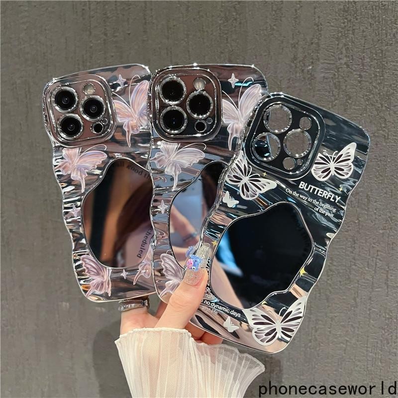 เหมาะสำหรับ Samsung A05S A12 A13 A03 A50 A50s A32 A52 A21s high-end Dream Butterfly, หยักลายกระจกโทรศัพท์มือถือกรณี