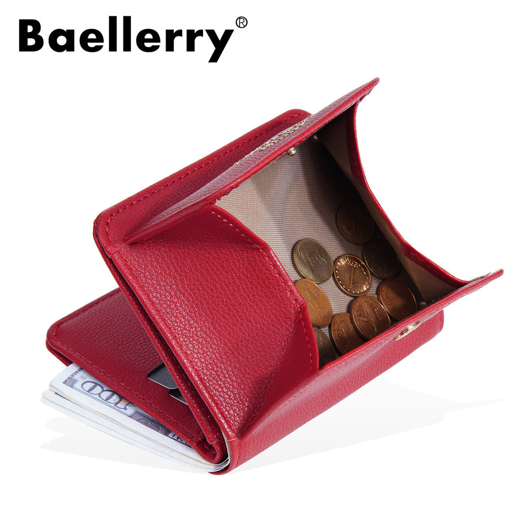 กระเป๋าใส่เหรียญสแน็ปหลายบัตรสีทึบของ แบลเลอร์รี่ มีสไตล์และกะทัดรัดและกระเป๋าบั