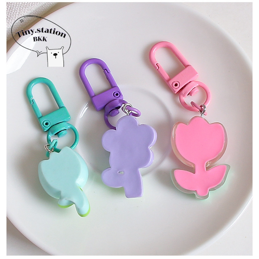 พร้อมส่ง พวงกุญแจห้อยกระเป๋าลายดอกไม้ น่ารัก 5 สี 5 แบบ ลายทิวลิป ลายทานตะวัน
