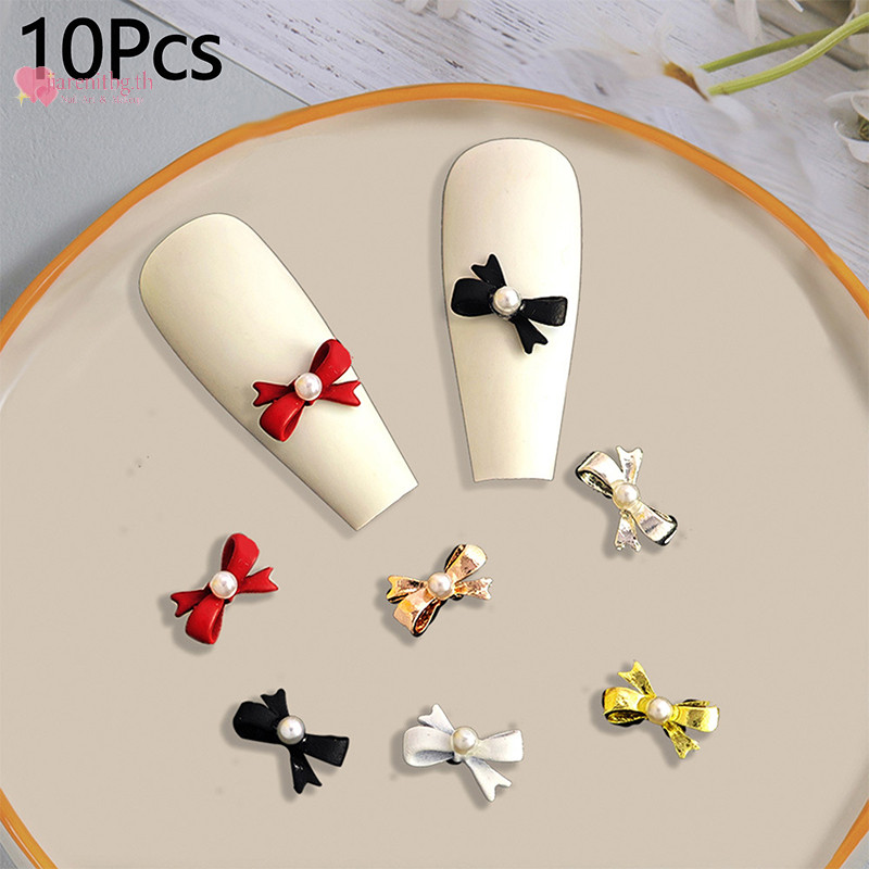 Renbg เล็บ Ch Art ริบบิ้นอะไหล่ทองเงินโบว์ไข่มุกเครื่องประดับ Diy ตกแต่ง Rhinestones อุปกรณ์เสริมเล็บ TH
