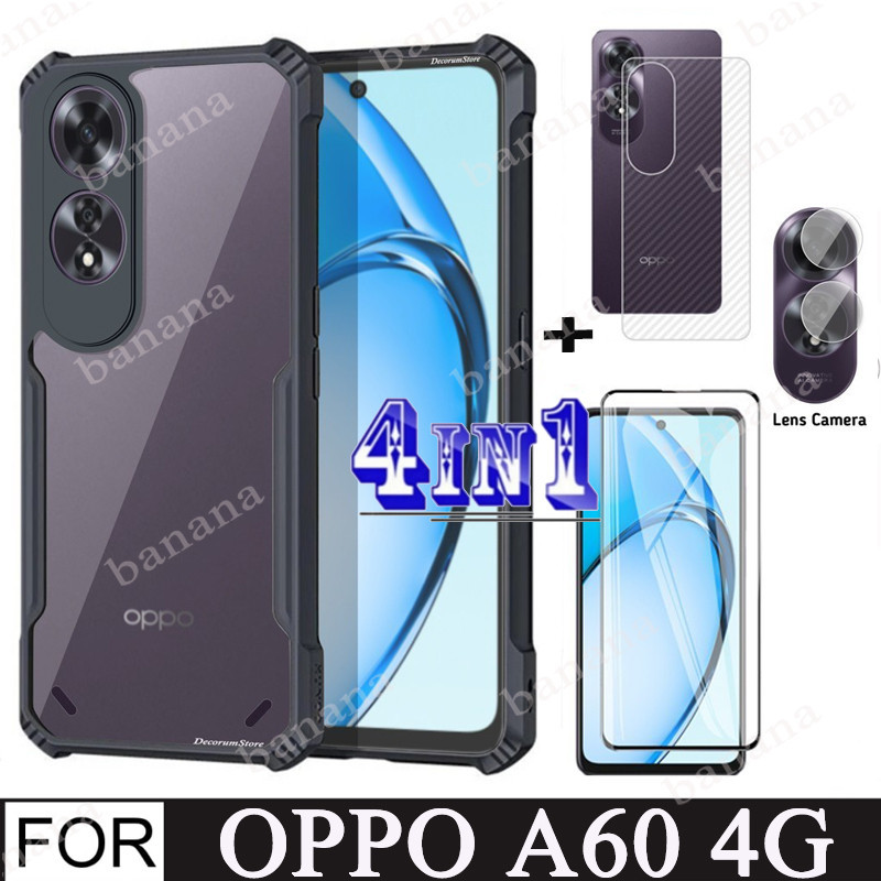 Oppo A60 เคสโทรศัพท์กันกระแทกสําหรับ OPPO A79 A58 A78 A38 A18 4 in 1 เลนส์กล้องกระจกป้องกันหน้าจอและความเป็นส่วนตัวเซรามิคเมมเบรนและฟิล์มด้านหลัง