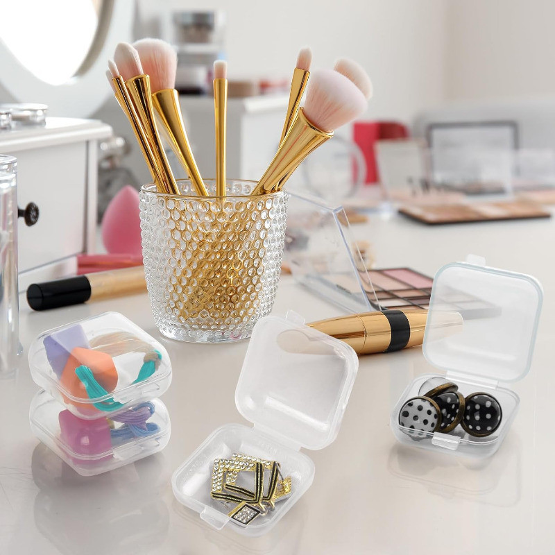 กล่องเก็บเครื่องประดับแบบใส-กล่องพลาสติกขนาดเล็กแบบพกพา-ภาชนะเก็บกันฝุ่นพร้อมฝาปิดบานพับ-สําหรับลูกปัดเครื่องประดับต่างหูที่อุดหูฝ - รูปที่ 3