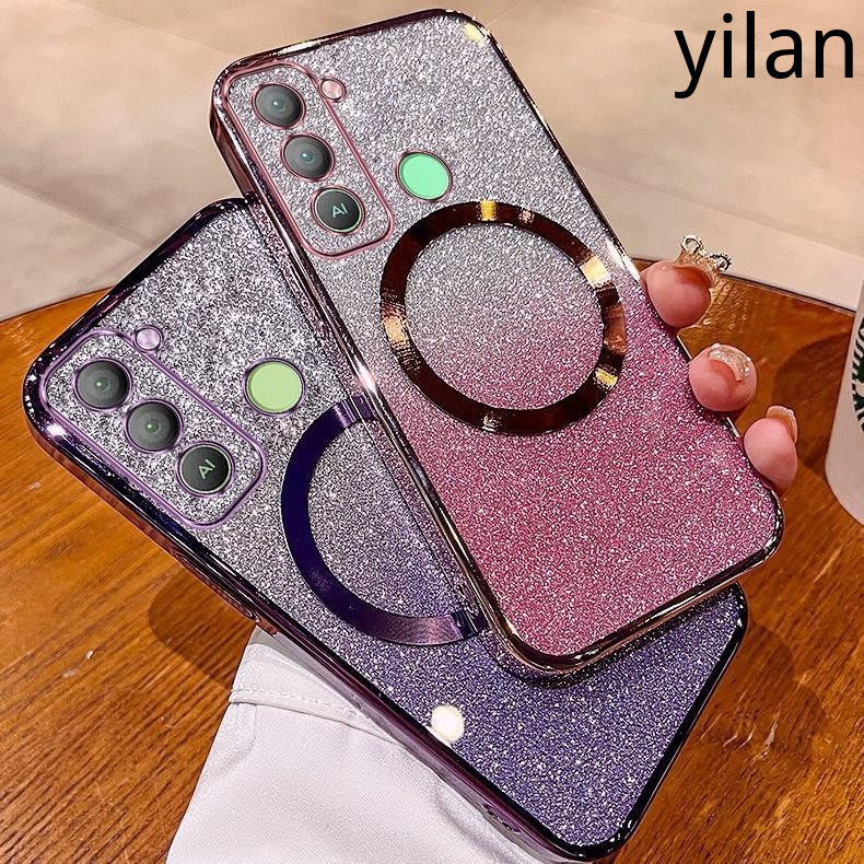 เคส Tecno Pop 5 LTE เคสโทรศัพท์เคสโทรศัพท์แฟลชชุบแม่เหล็กชาร์จไร้สายพร้อมฟิล์มป้องกันกล้อง เคสโทรศัพท์ Tecno Pop 5 LTE