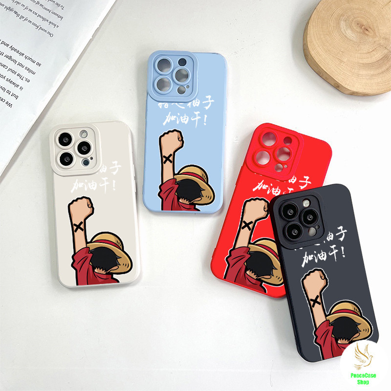 COD-ในไทย เคสคู่รัก One Piece สุดเจ๋ง ลูฟี่ยกมือขึ้น สําหรับiPhone 7 8 X 11 12 13 14 15 เคสเลนส์มุมขวา กันกระแทก Unisex