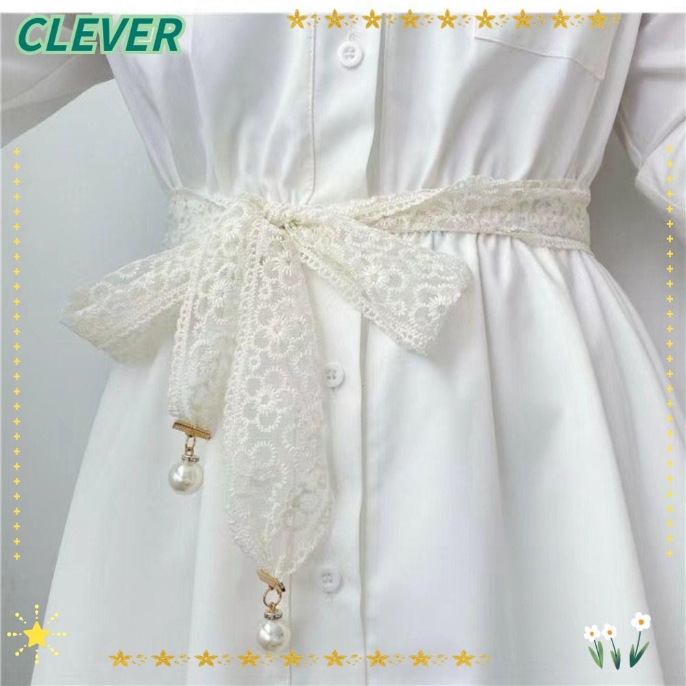 Clever เข็มขัดเอวลูกไม้, อุปกรณ์ตกแต่งเสื้อผ้าหวาน เข็มขัดโซ่, จี้มุกชุดหรูหราโซ่เอวสําหรับผู้หญิง