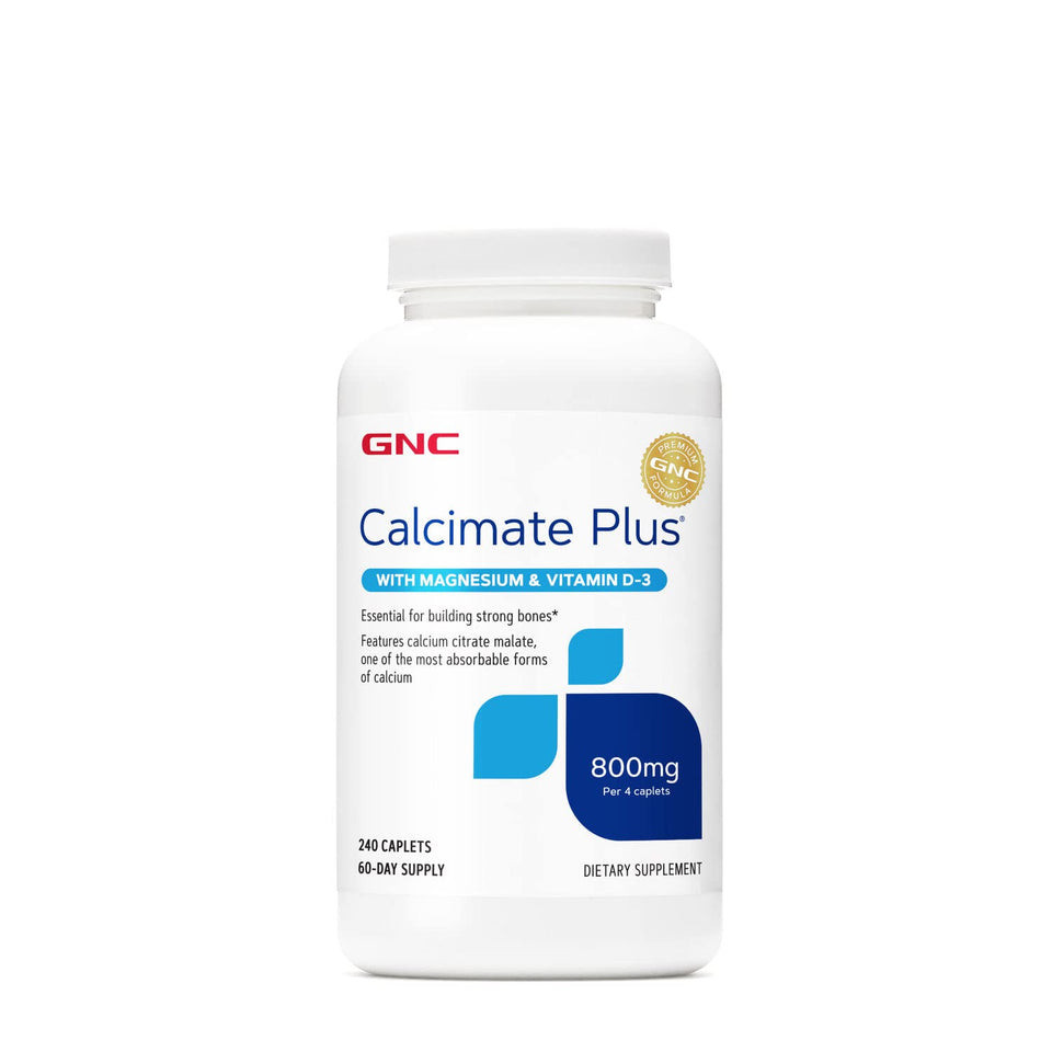 Gnc Calcimate Plus Magnesium & Vitamin D-3 800mg - แคลเซียมดูดซึมสูงสําหรับกระดูกแข็งแรง 240 นับ