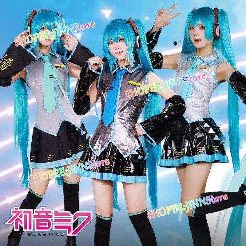 - Jinn - MIKU คอสเพลย์ HATSUNE MIKU คอสเพลย์เครื่องแต่งกายหนังสิทธิบัตรชุด + วิกผมชุดผู้หญิงบทบาทเล่น Carnival Party เสื้อผ้า