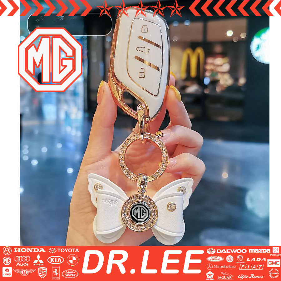 Dr.lee [จัดส่งด่วนเฉพาะจุด] ชุดกุญแจ MG ZS หลายสี MG4 MG ZS MG5 MG HS พวงกุญแจ MG6พร้อมป้ายทะเบียนเพชรและพวงกุญแจรถเพชร U8DW