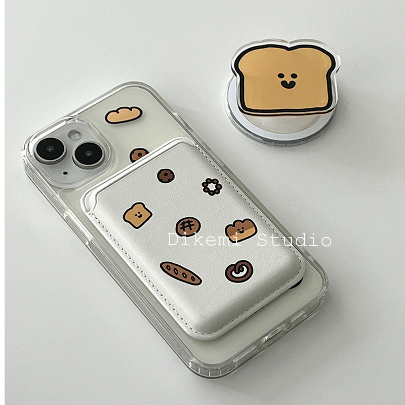 เกาหลี Ins หวานอบขนมปังทอดแม่เหล็กดูดการ์ดแพคเกจติดตามจาก Cortex สําหรับ IPhone17/16/15promax/14pro/13/12/11 ฝาครอบ