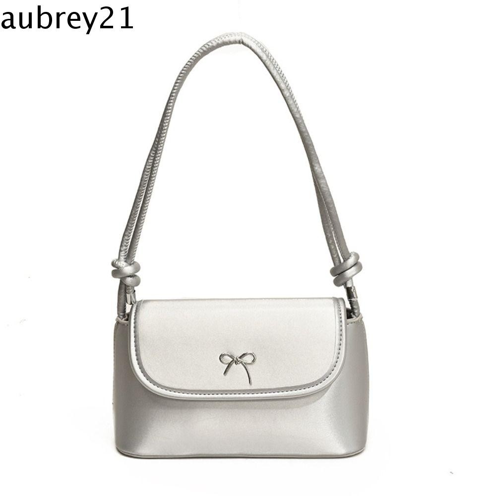 Aubrey1 Bow Armpit กระเป๋าถือ,เกาหลี PU หนัง Bowknot Underarm Bag,อินเทรนด์หรูหราการออกแบบใหม่สีทึบ Y2K Crossbody กระเป๋าผู้หญิง