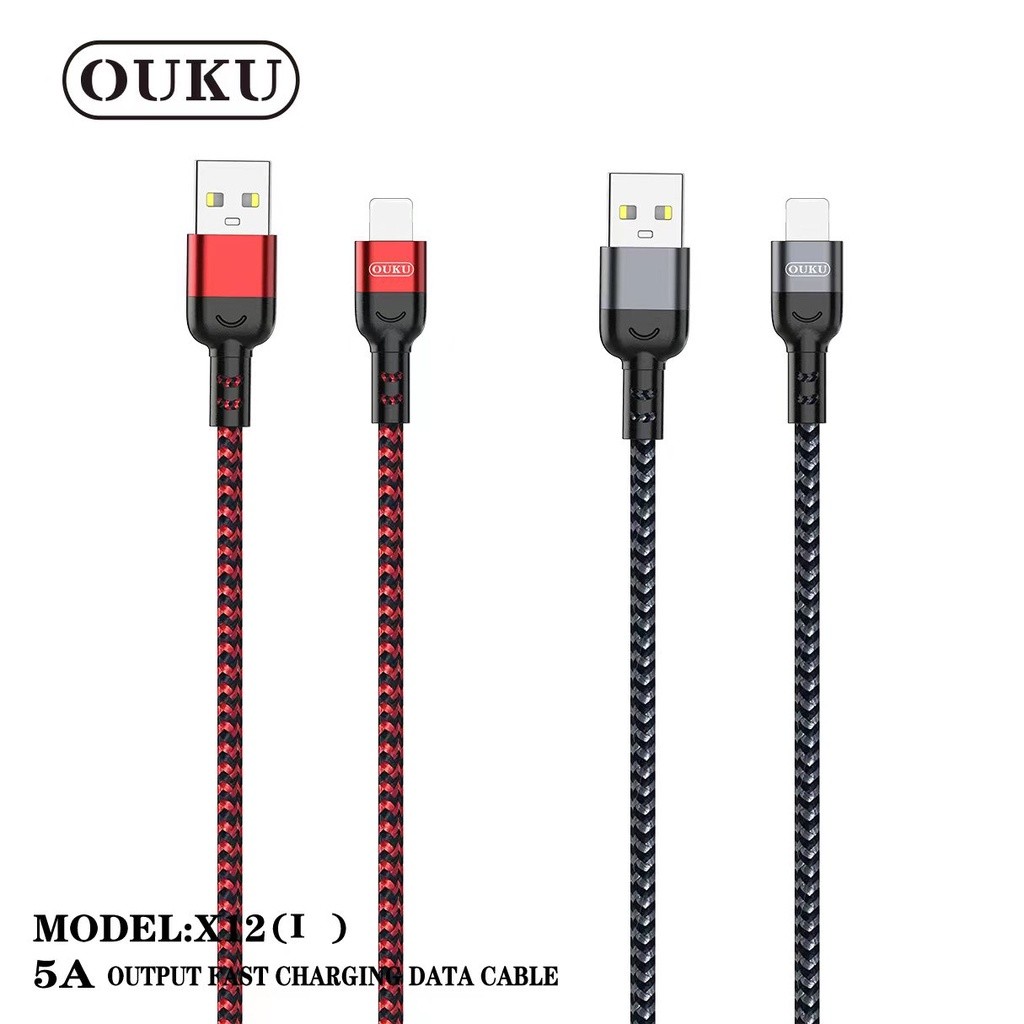 ชาร์จเร็ว OUKU X12 สายชาร์จ สายถัก KingKong Data Cable ยาว 1เมตร จ่ายไฟ 5A สายคิงคอง ของแท้