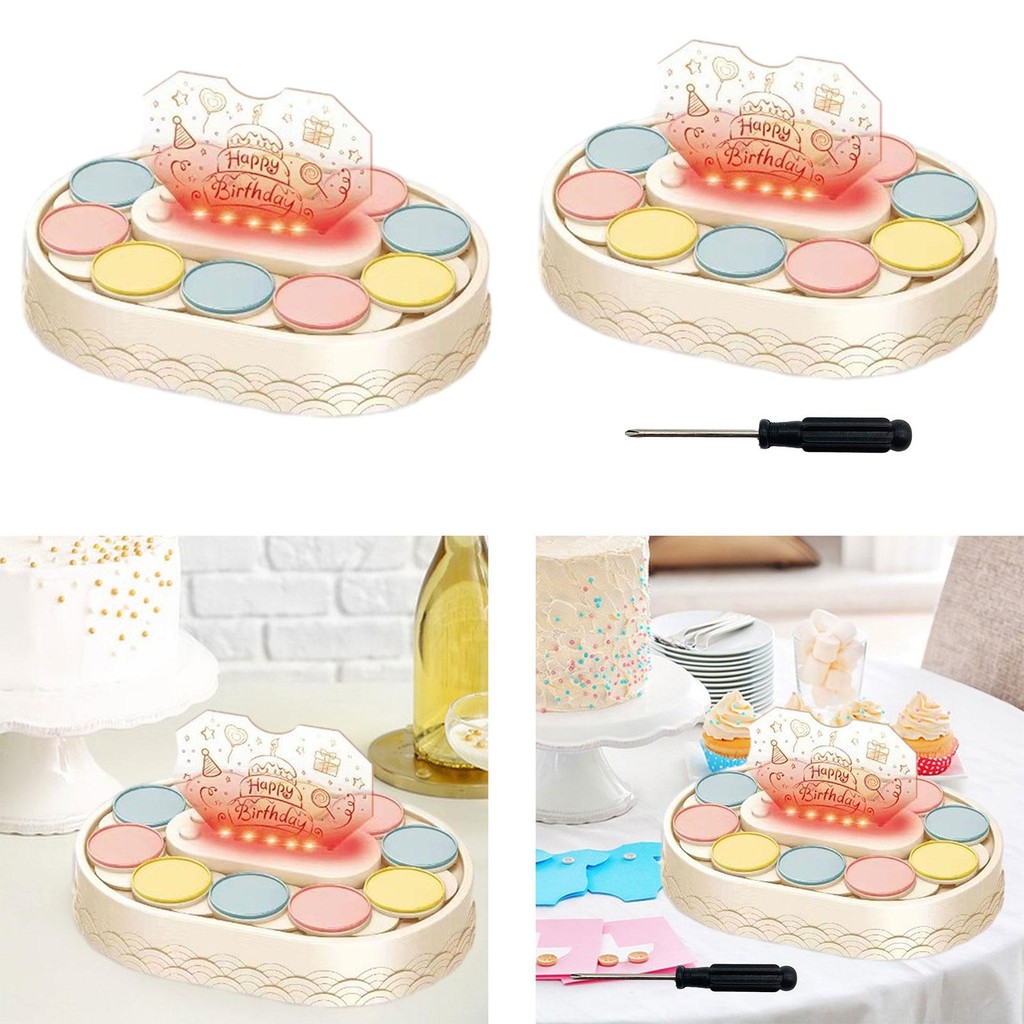 [Lszcx6l] ขนมอบขาตั้งจอแสดงผลโต๊ะหมุนได้พร้อมไฟดนตรีจานเสิร์ฟอัตโนมัติ