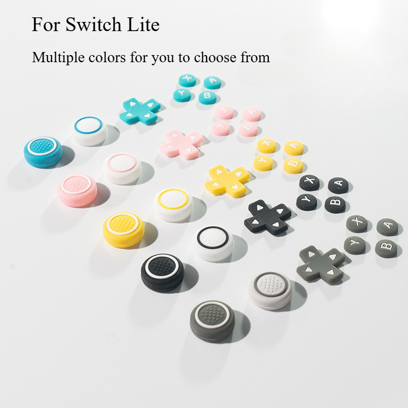 Nintendo Switch Lite ปุ่มซิลิโคนวาง Lite จอยสติ๊ก Cap Cross Direction Keycap Cover