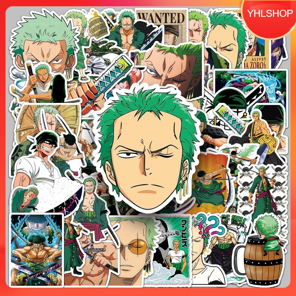 🍁YHL🍁พร้อมส่ง 50 ชิ้น สติ๊กเกอร์ โซโร One Piece Zoro สติกเกอร์กันน้ำสำหรับตกแต่งเคสโทรศัพท์มือถือ