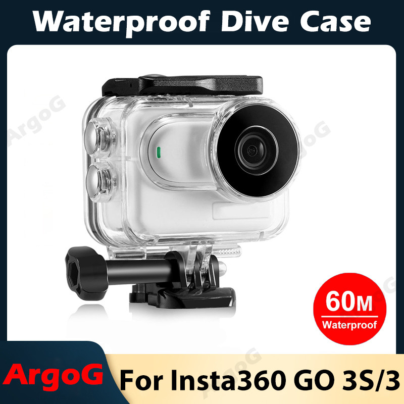 Argog เคสกันน้ําสําหรับ Insta360 Go 3S / GO3 60M/196FT ใต้น้ําป้องกันดําน้ํากรณีฐานอะแดปเตอร์และสกรูสําหรับ Insta360 Go 3 อุปกรณ์เสริม