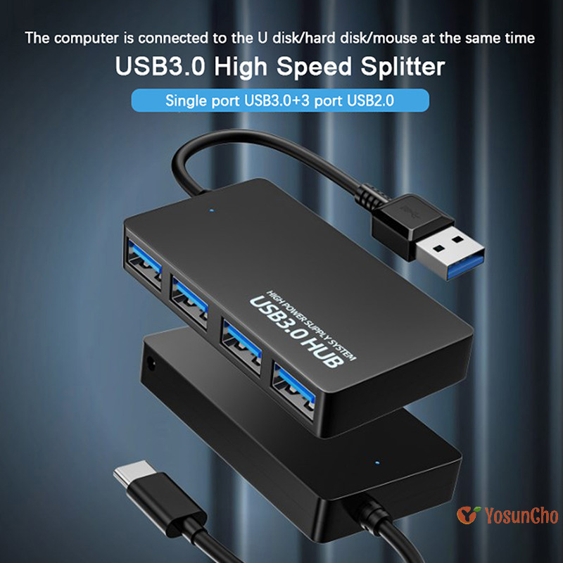 Yosuncho] USB HUB USB 3.0 4 พอร์ต Type C HUB อะแดปเตอร์แปลงสายเคเบิลข้อมูลความเร็วสูงใหม่