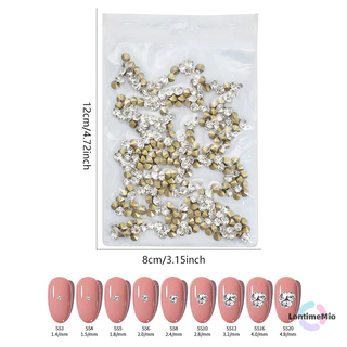 Lontimemio] 1440pcs Glitter Crystal Clear Rhinestones Non Hotfix FlatBack Strass เย็บ/ผ้า/เล็บ Rhinestones ตกแต่งใหม่