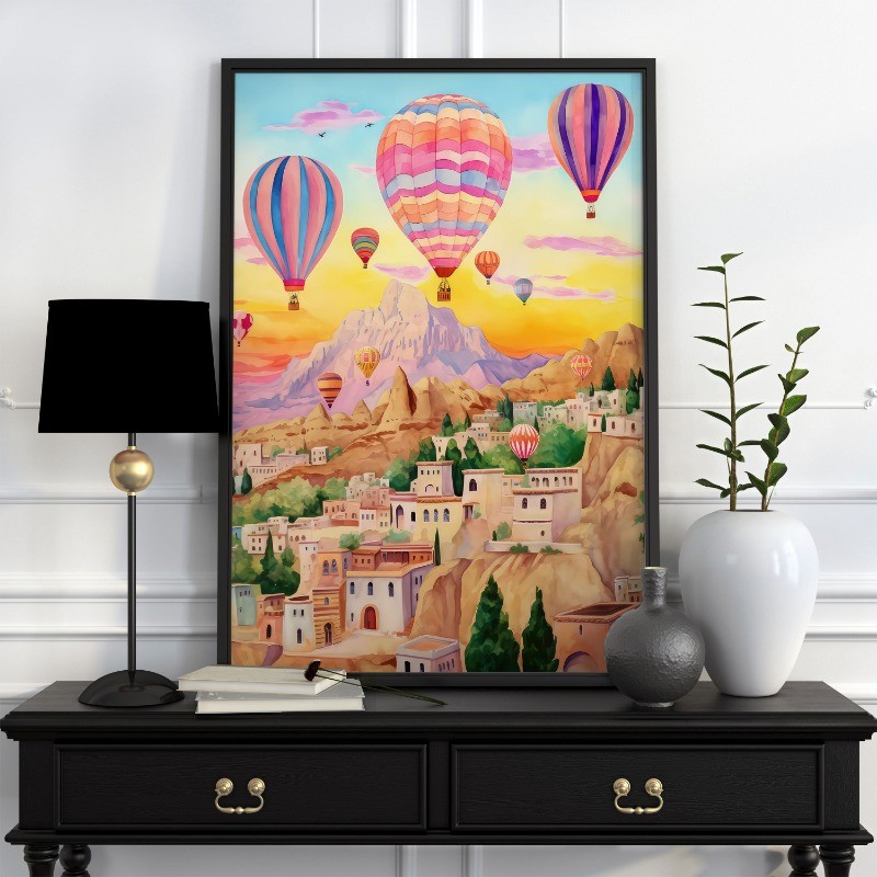 สีสันบทคัดย่อการเดินทางภูมิทัศน์โปสเตอร์กรีกสถาปนิกจุดชมวิวภาพวาดผ้าใบboho Wall Artห้องนั่งเล่นตกแต่งบ้าน - รูปที่ 2