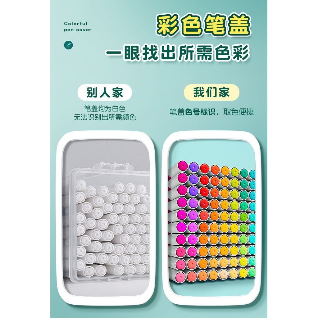 [120สี] ปากกามาร์กเกอร์อะคริลิกชุดปากกาสีน้ำปลอดสารพิษสำหรับเด็กสำหรับนักเรียนสามารถซ้อนกันได้8.25กระดาษไม่ซึมผ่าน