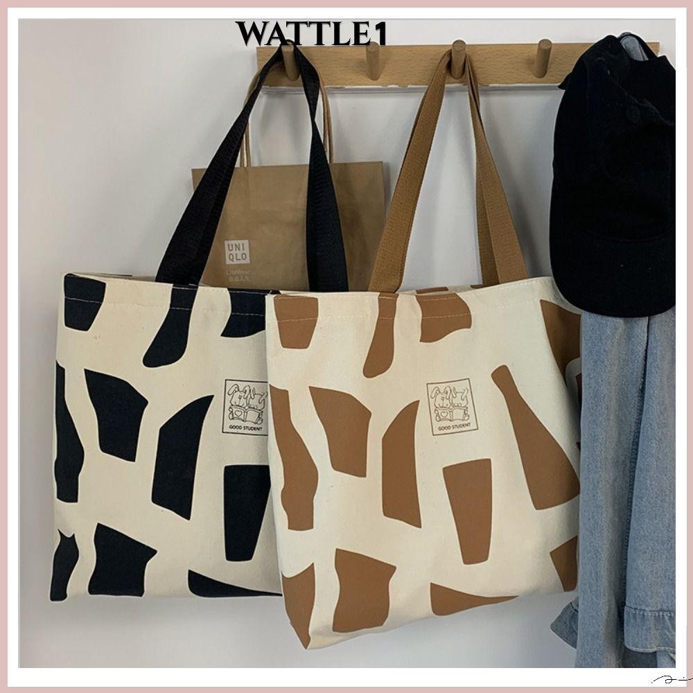 Wtle Canvas Tote Bag, กระเป๋าผ้าแคนวาสแบบใช้ซ้ําได้น้ําหนักเบา, Fashion Soft Large Capacity All Match Messenger Bag