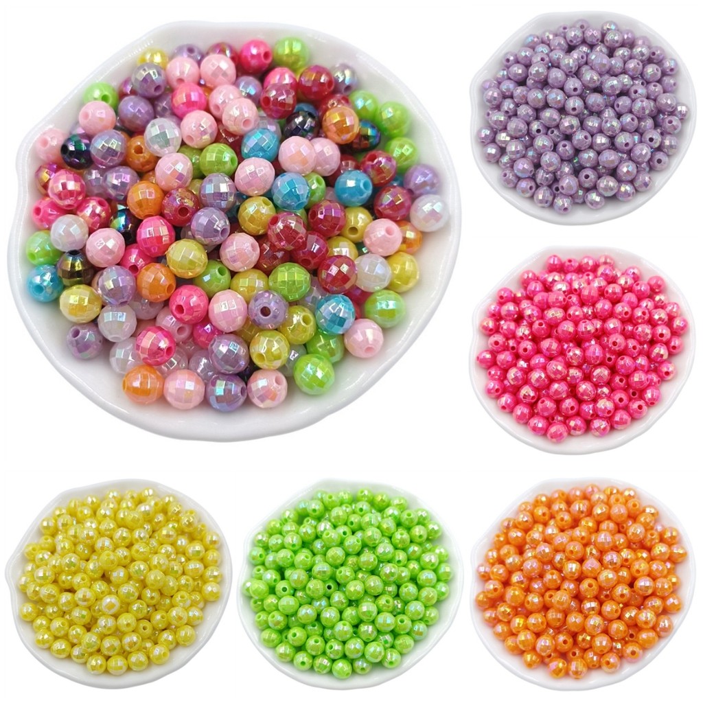 200 ชิ้น 5*6 มิลลิเมตร AB Bright สี Multi-faceted Ball ลูกปัด DIY เครื่องประดับอุปกรณ์เสริมอะคริลิค Creative Candy สําหรับสร้อยข้อมือสร้อยคอทําทําด้วยมือวัสดุแฟชั่นหลวม