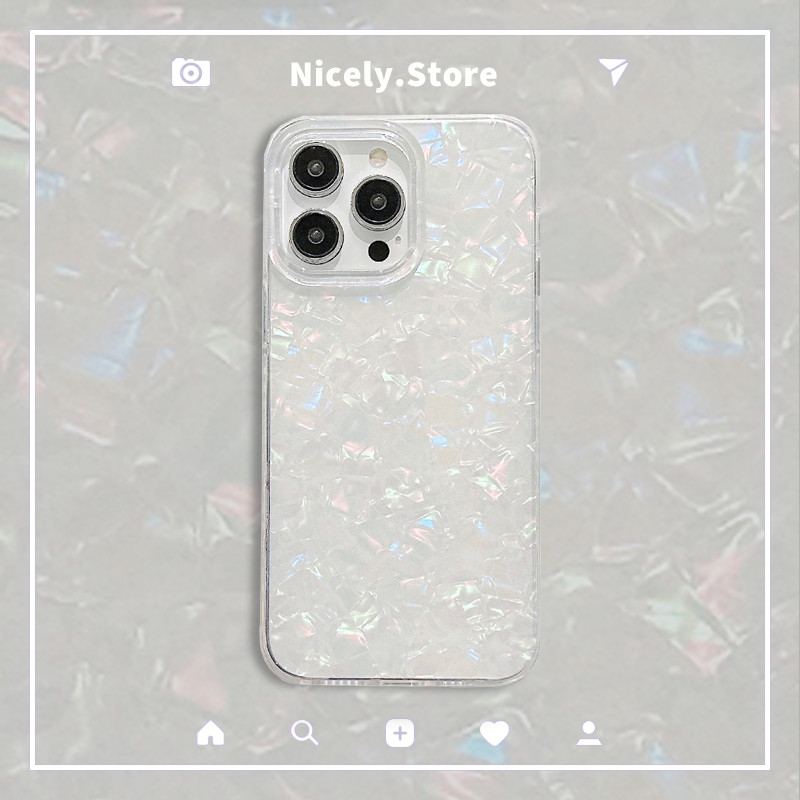 หรูหราสีขาวเชลล์รูปแบบเลเซอร์เคสโทรศัพท์เข้ากันได้สําหรับ ไอโฟน 16 16บวก 15 14บวก13 12 มือโปร สูงสุด 11 16โปรแม็กซ์ฮาร์ดสกปรกทนมือถือปกหลัง
