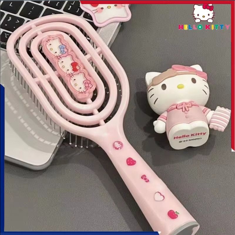 Hello Kitty ถุงลมนิรภัยหวีเบาะหวีอะนิเมะตัวอักษร Y2K Sanrio สาวโครงกระดูกนวด Air ใหม่ซี่โครงหวีการ์ตูน Kawaii นักเรียนของขวัญ