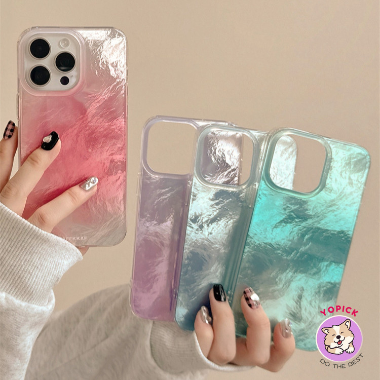 สีชมพูสีฟ้าสีเขียวสีม่วง Blending เคสโทรศัพท์สําหรับ IPhone 11 12 13Pro Max 14Plus XR XS Max 7 8 Plus SE2020 น่ารักฝาครอบโทรศัพท์สําหรับ IPhone 15Pro Max นุ่มสาว Minimalist คู่ BC