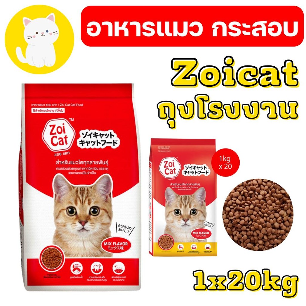 [กระสอบ 1*20กก] อาหารแมว ซอยแคท Zoi cat Zoicat ขนาด 20 กก