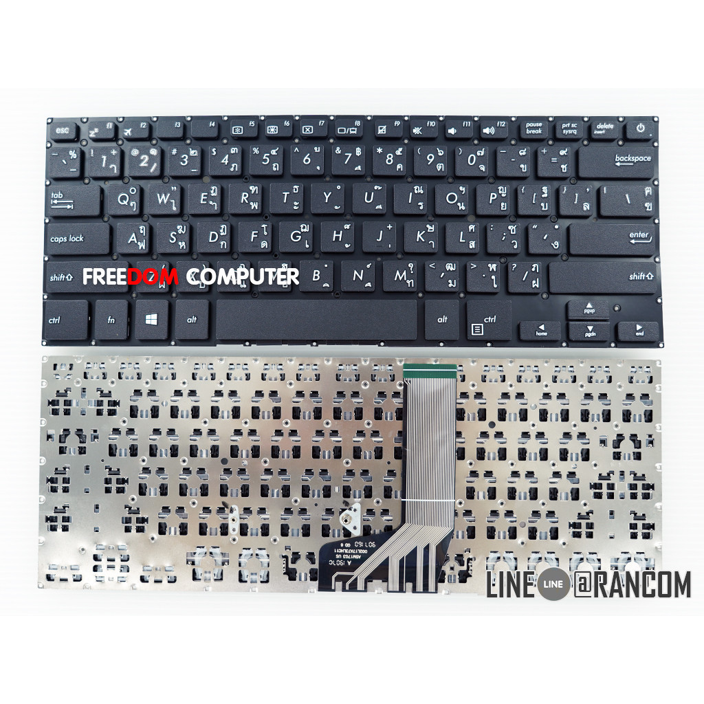คีย์บอร์ด Asus S14 S410U S410UN S410UA X410U X411 X411U X411SC X411UV X406 สีดำ ไทยอังกฤษ (ไม่มีไฟ) 