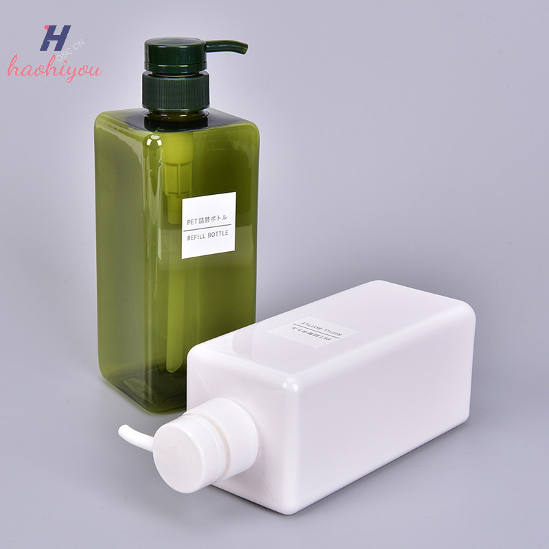 <haohiyou> 650ml ขวดจ่ายปั๊มเปล่าพลาสติกแชมพูโลชั่นเจลอาบน้ําขวด Nice