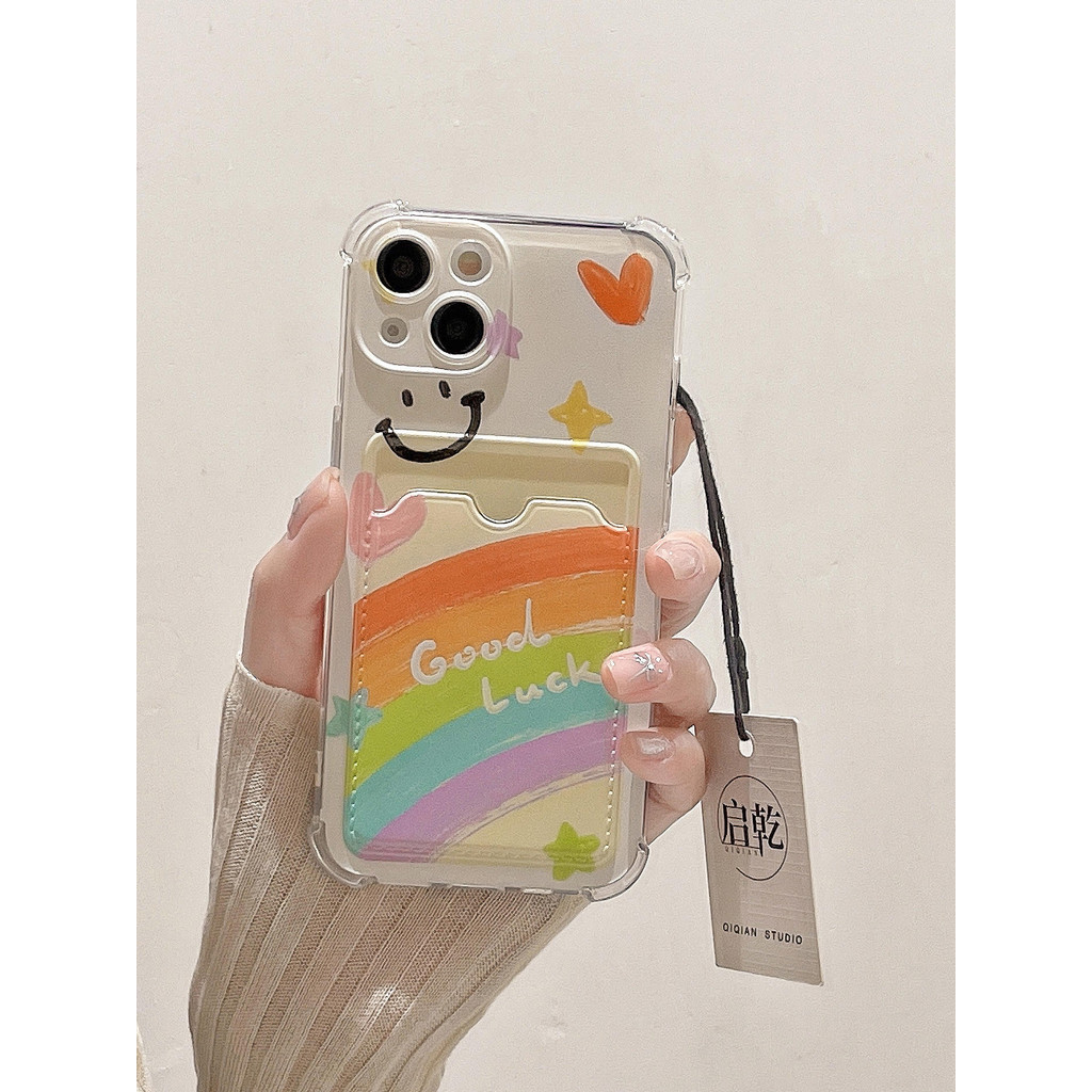 Softcase Slot Card Holder graffiti painting Heart Case Oppo A6 Pro A3X 0 Reno11f a60 Realme note 50 