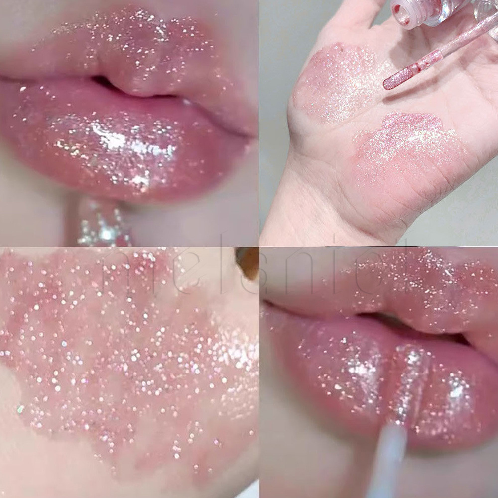 กระจกโปร่งใสคริสตัลลิปออยล์-5สีเพชรเงาแก้วลิปกลอส-ลิปแต่งหน้าเครื่องสําอาง-ไม่ติดมันชุ่มชื้น-ซ่อมแซมริมฝีปากเส้นดีการดูแลริมฝีปาก